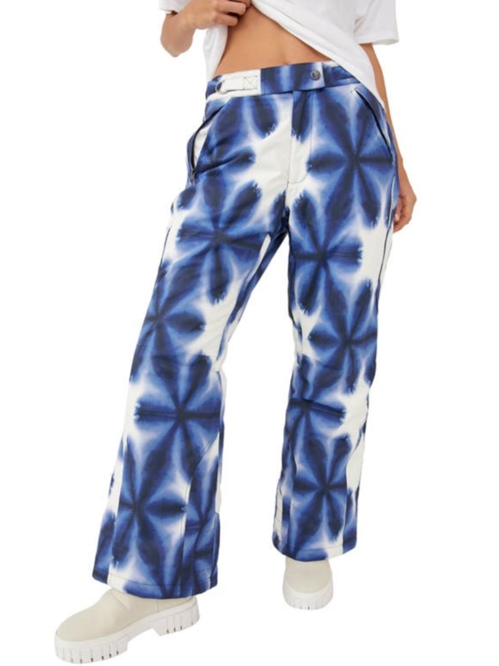 NEW FP Movement Bunny Slope Printed Ski Pants Blue Print XS